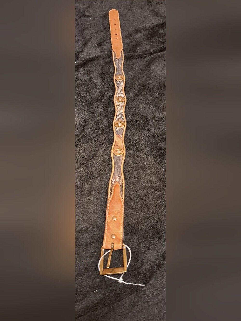 Nocona Brown Leather Western Belt with Decorative Studs Sz 26 12 Gauge Design